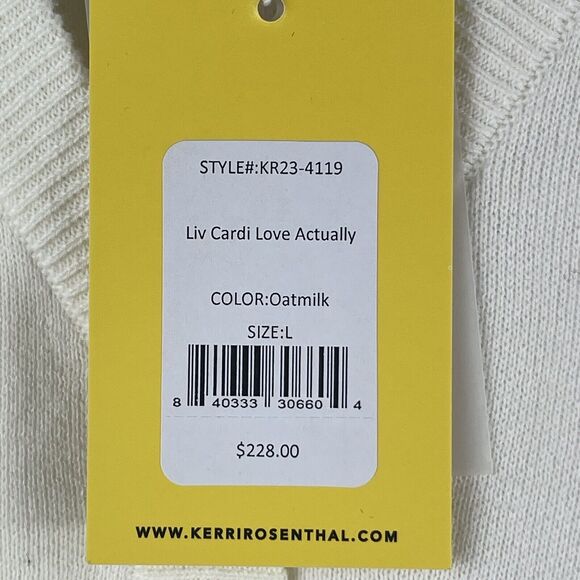 Kerri Rosenthal Liv Cardi Love Actually Sweater Cardigan Oatmilk Women Size L - Picture 4 of 16